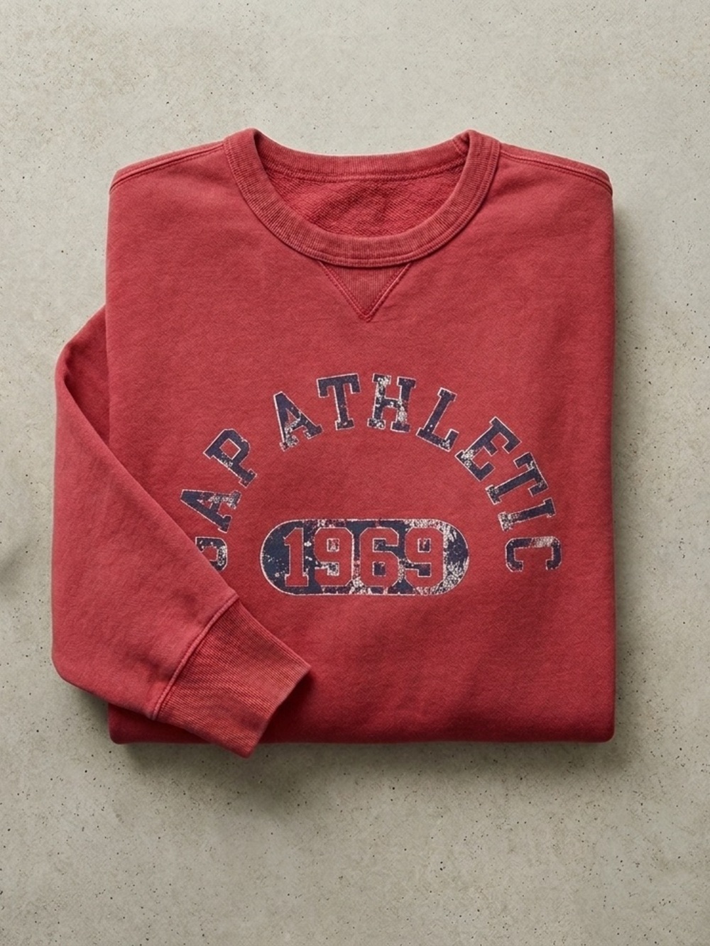 GAP Vintage Crewneck Sweater Red Size Large Made in Korea Distressed Oversized